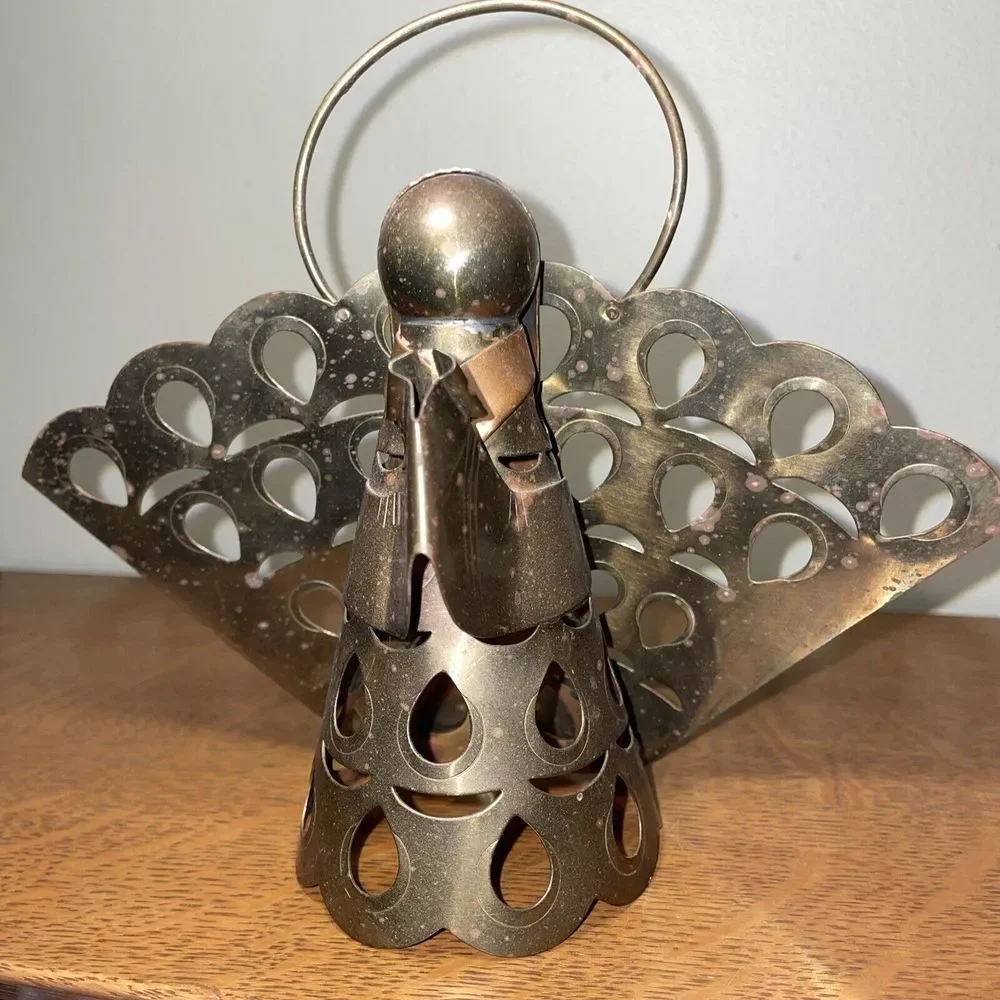 Vintage Brass and‎ Copper Angel Candlestick Holder 4
